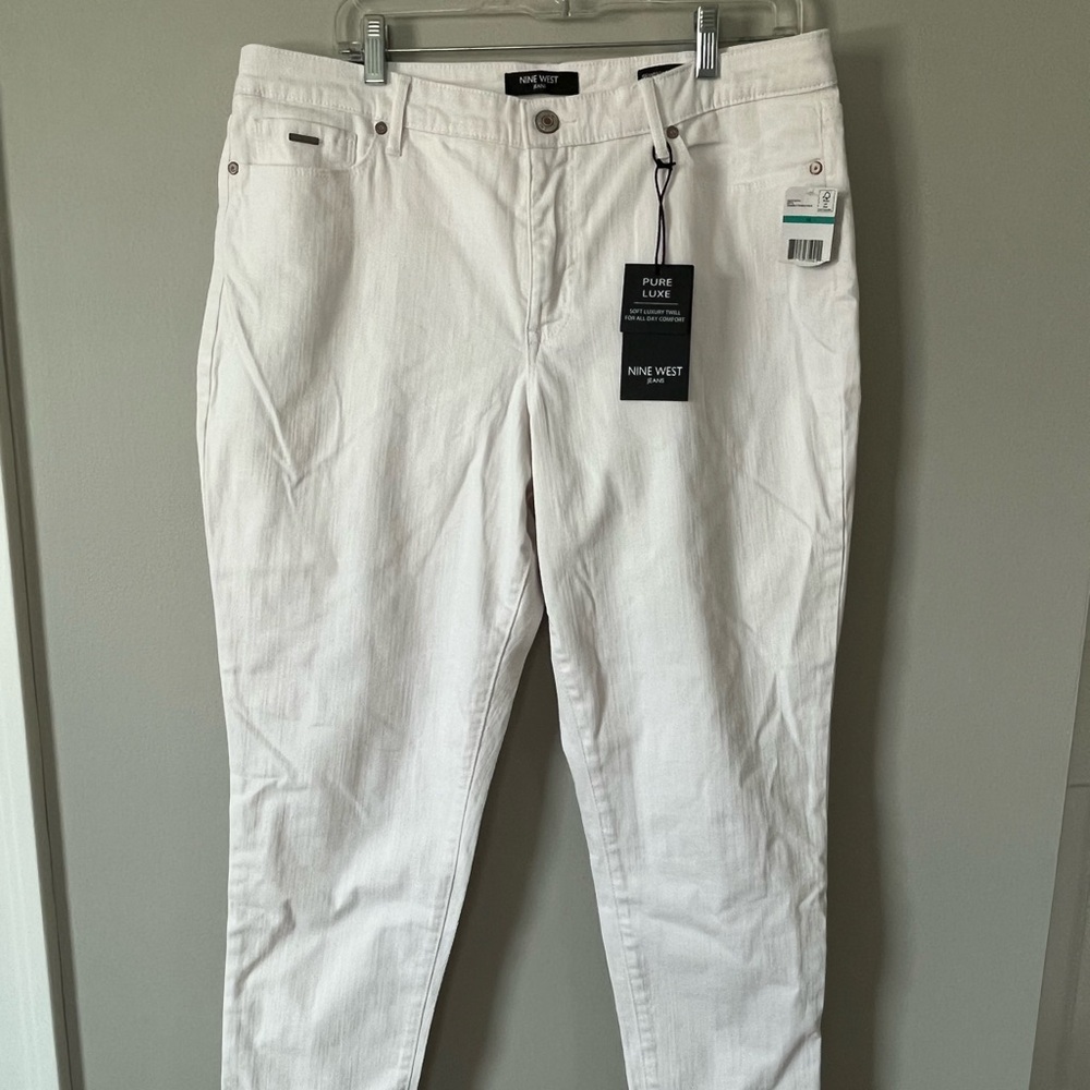 Nine West Women’s Twill Gramercy Skinny Crop Jeans White NEW Size 16